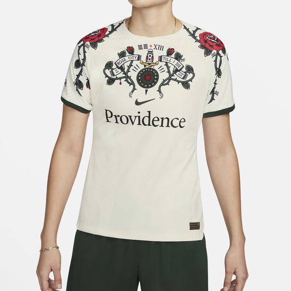 NWT Nike x Portland Thorns FC Light Bone/Pro Green Dri-FIT ADV Match Away Jersey - Picture 1 of 10